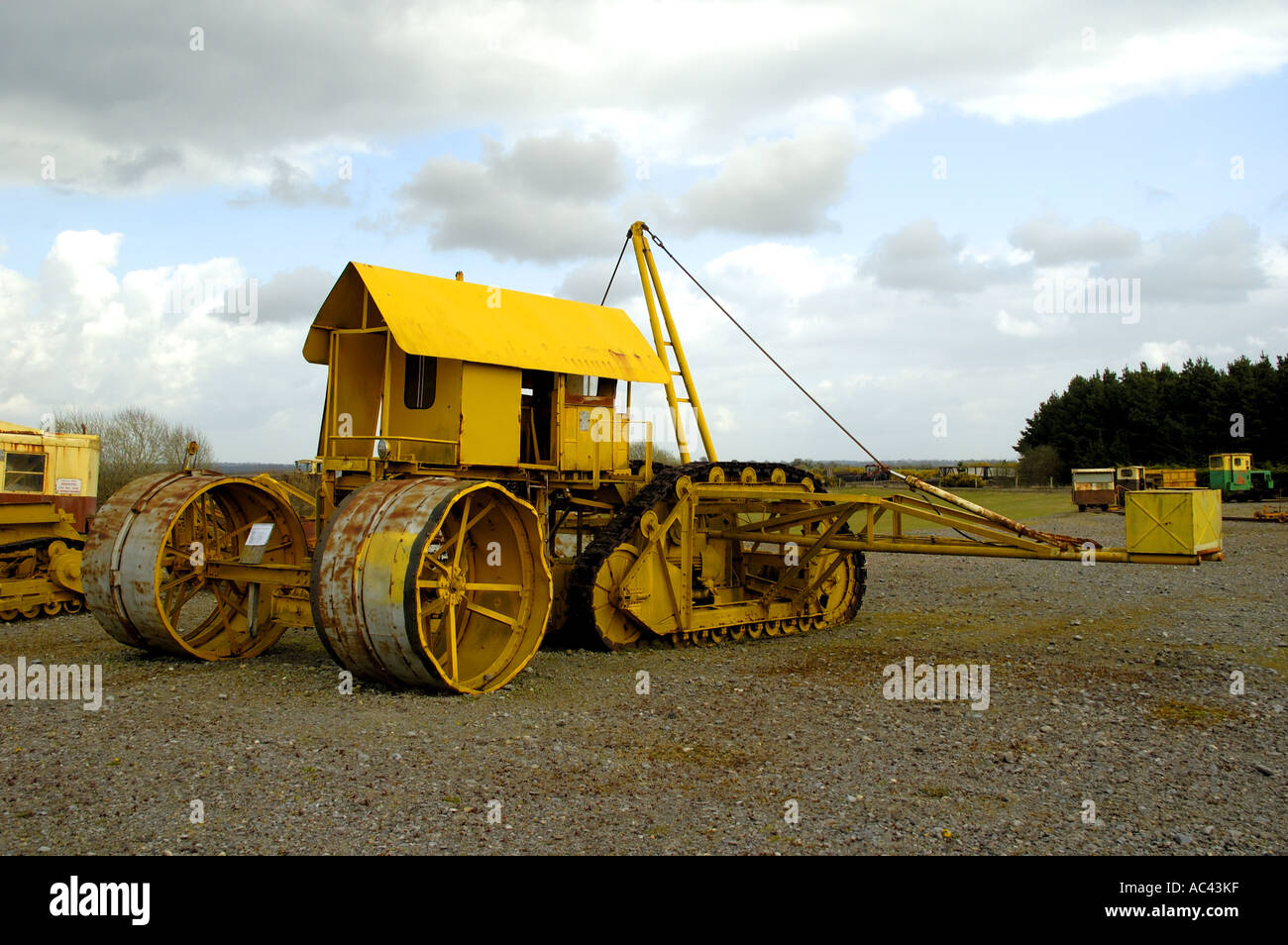 Machinery used for the industrial harvesting of peat at Blackwater Bog Co Offaly Ireland Stock Photo