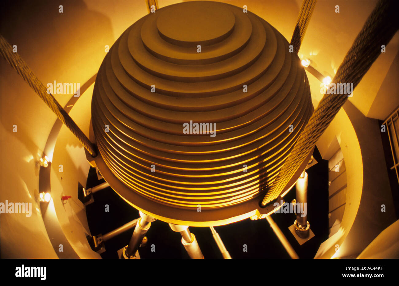 730 ton Tuned Mass Damper TMD Reduces sway of Taipei 101 Building acting like a giant pendulum Stock Photo