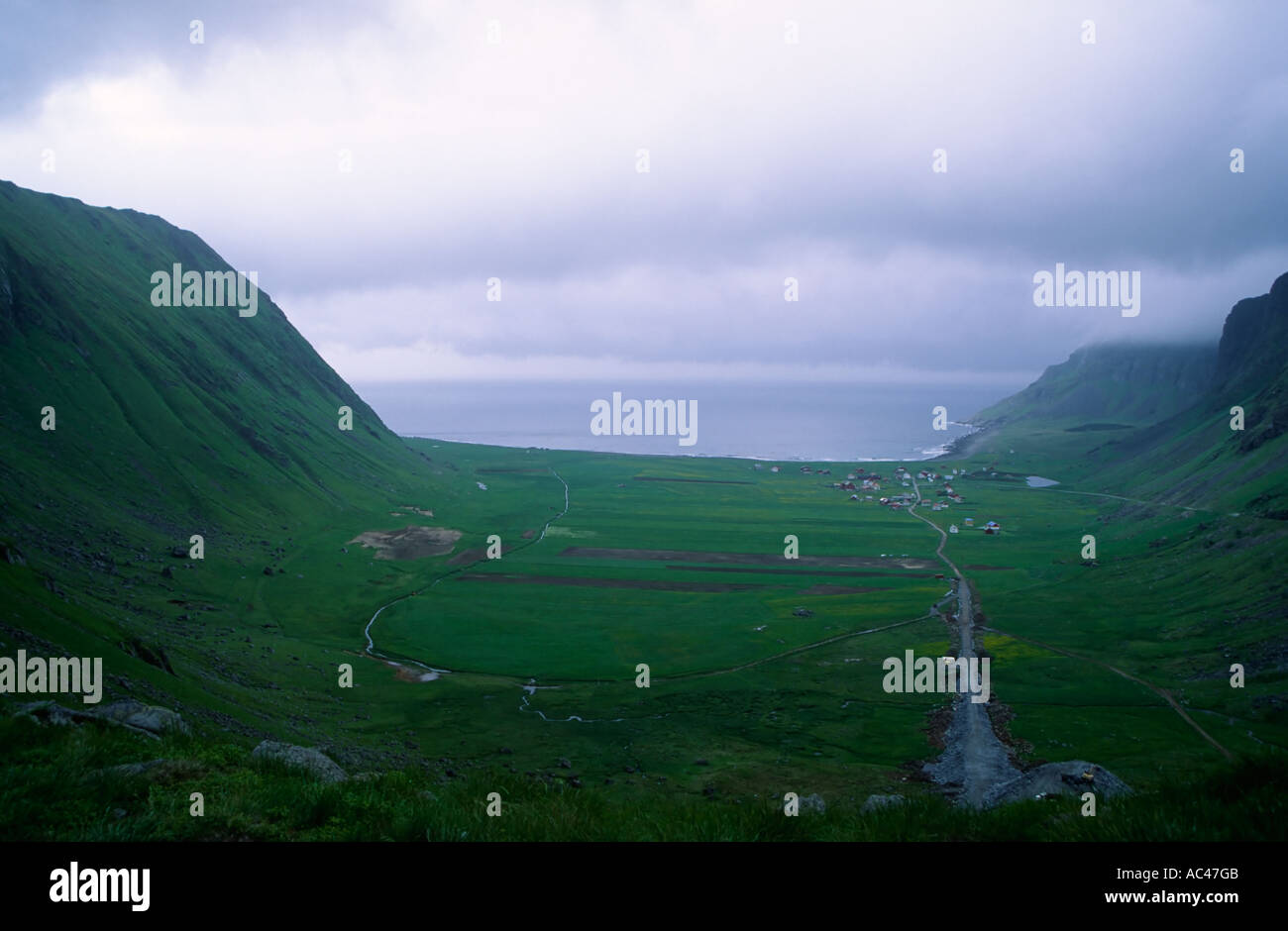 Green valley view in Northern Norway Scandinavia Europe Stock Photo