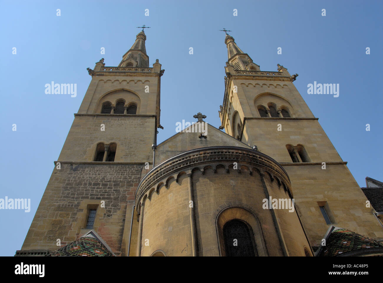 La Collegiale, a 12th century church in Neuchatel, switzerland. (c) by uli nusko, ch-3012 bern Stock Photo