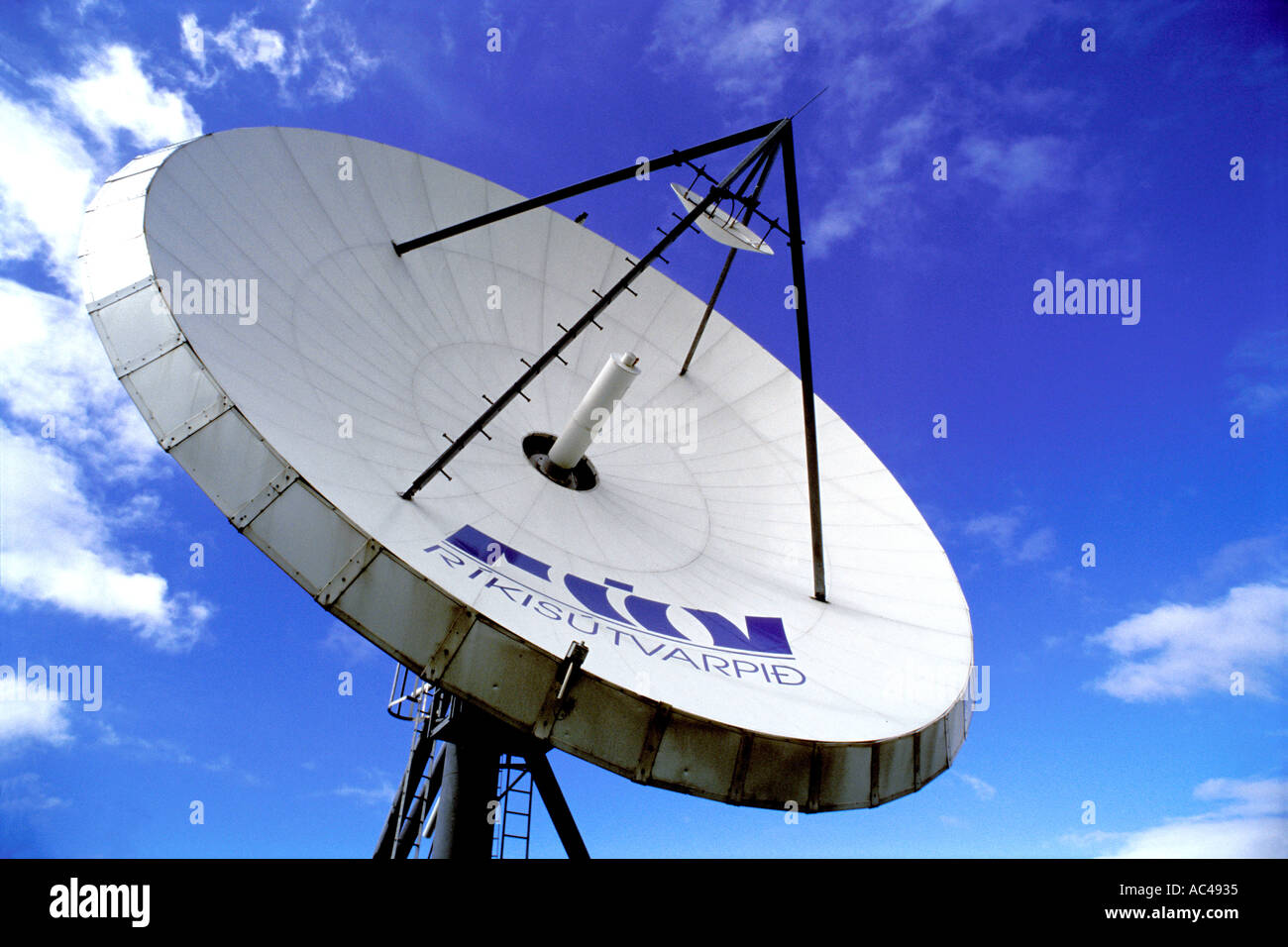 RUV TV Reykjavik Iceland Satellite dish Stock Photo Alamy