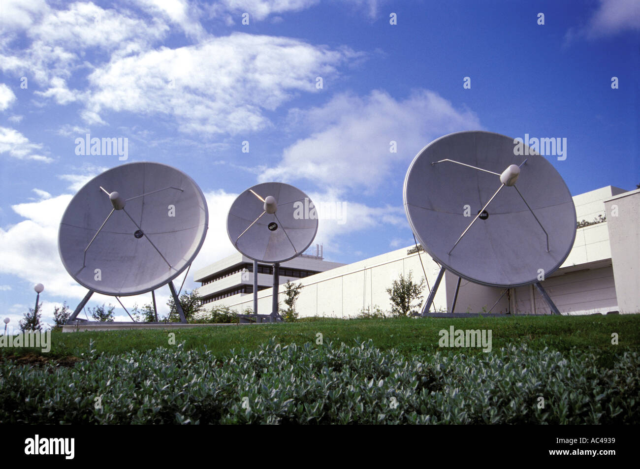 RUV TV Reykjavik Iceland Satellite dishes Stock Photo Alamy