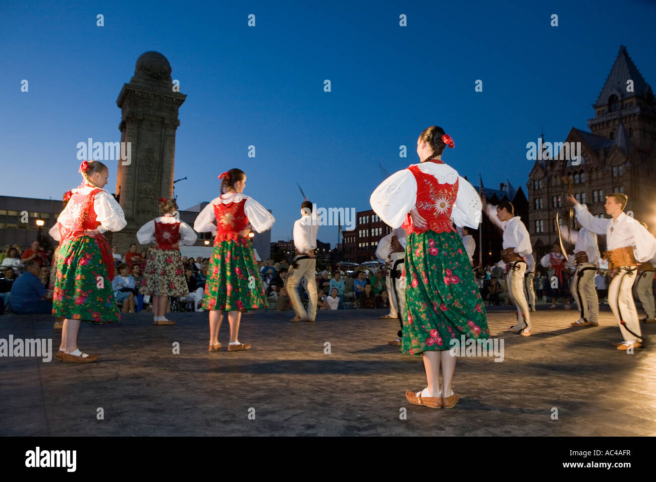 Traditional folk dancing troupe performing at Polish Festival in