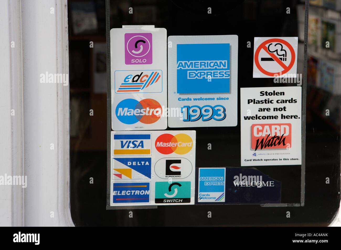 Shop Door Showing Credit Cards Accepted Stock Photo 13036830 Alamy