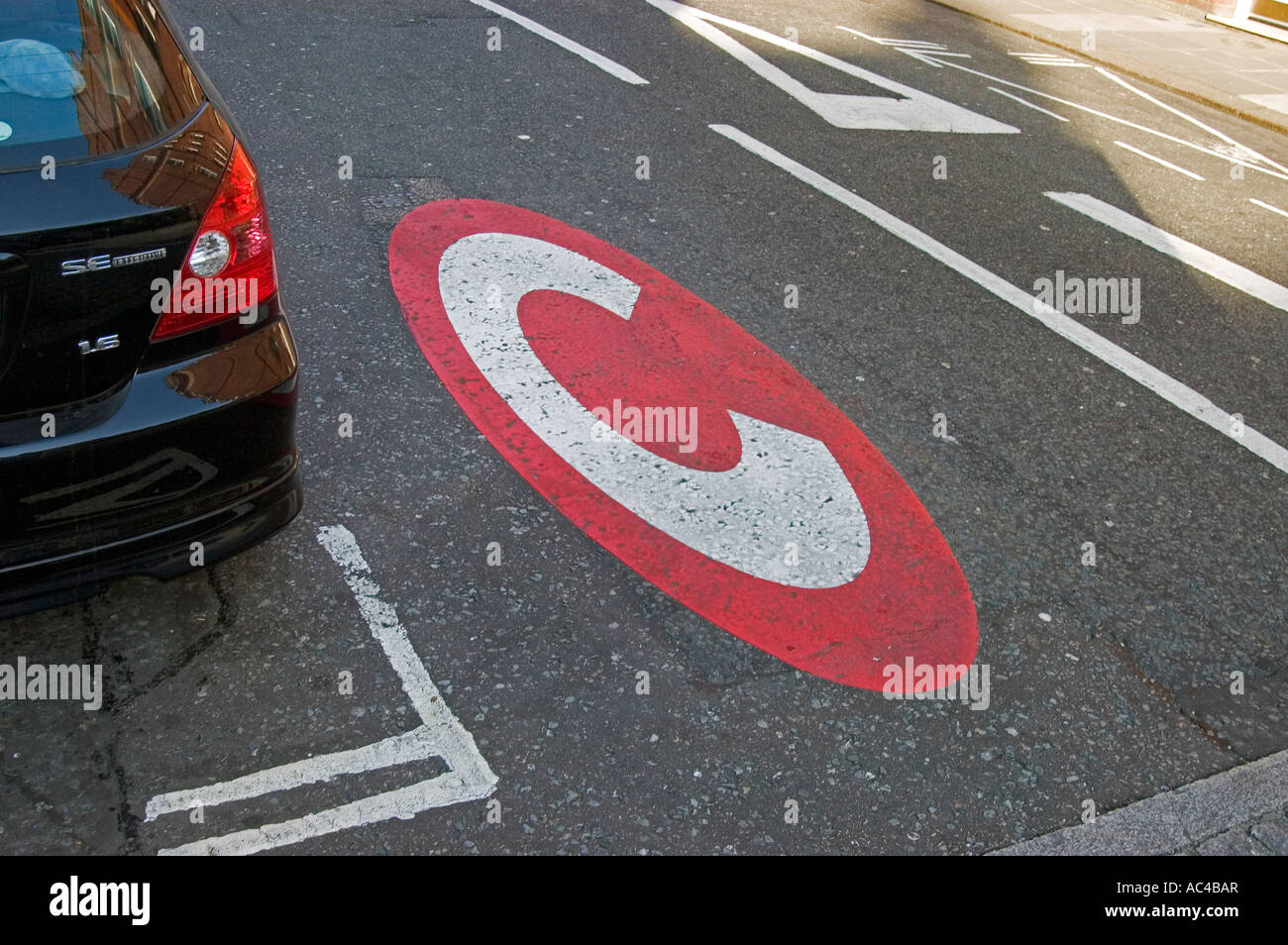 Congestion Charge Road Marking, London Stock Photo