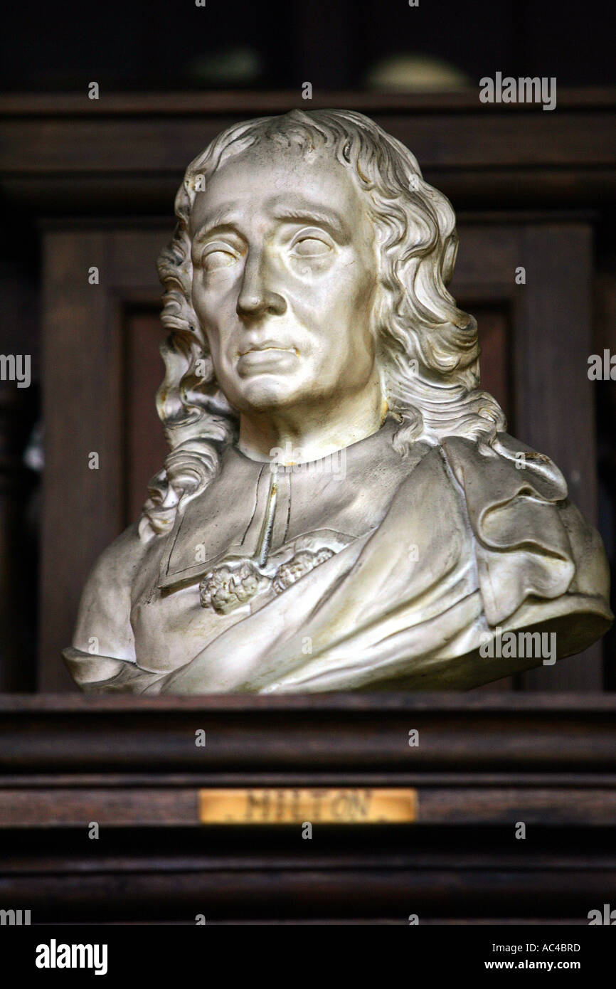 Bust of John Milton at Lord Coleridge's Chanter's House, Ottery St Mary in Devon UK Stock Photo