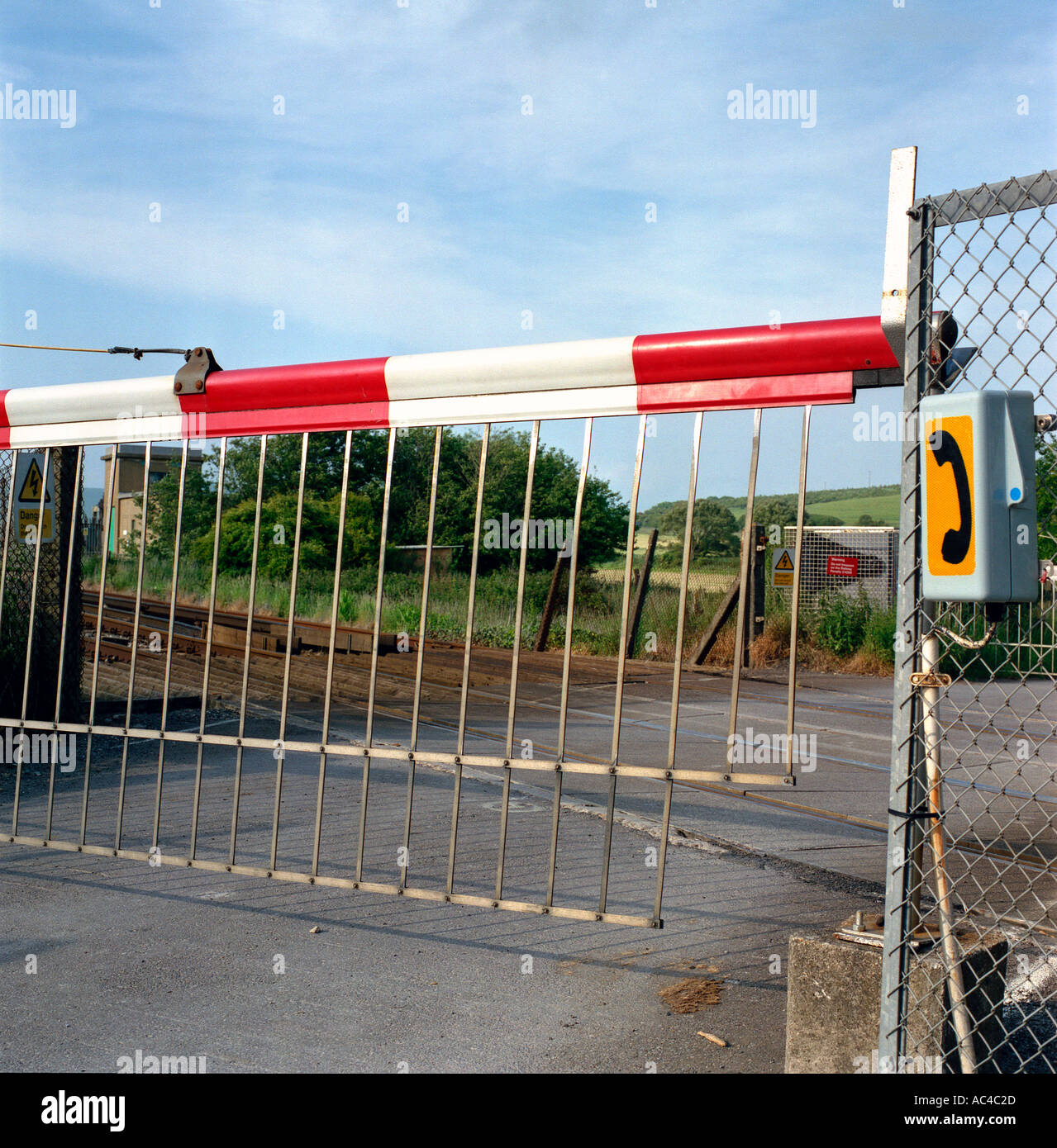 English country unmanned railway level crossing Piddinghoe East Sussex Stock Photo