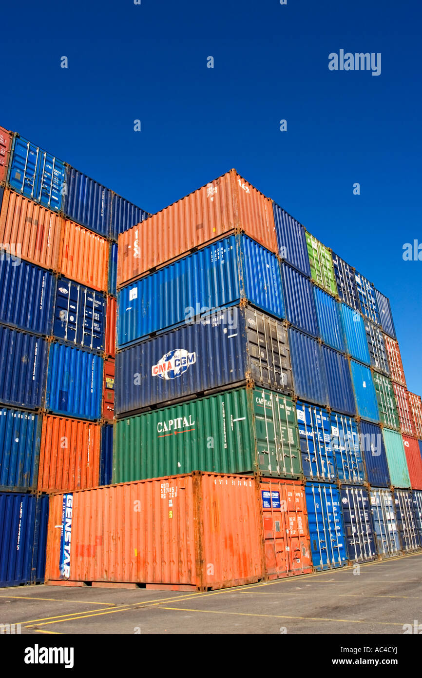 Shipping Industry / Shipping Containers stacked high in a Port