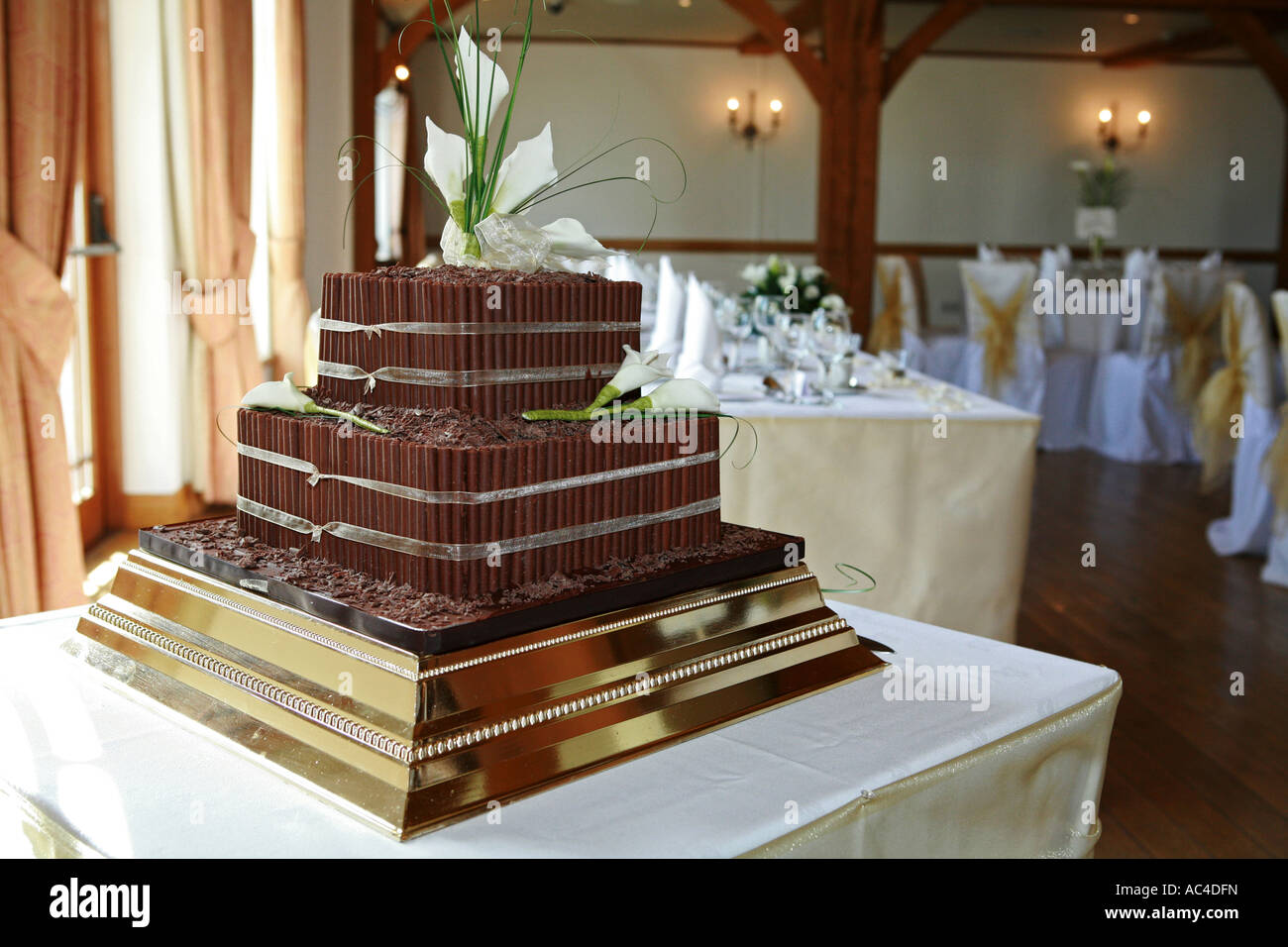 A Non Traditional Brown Chocolate Covered Wedding Cake Awaits A