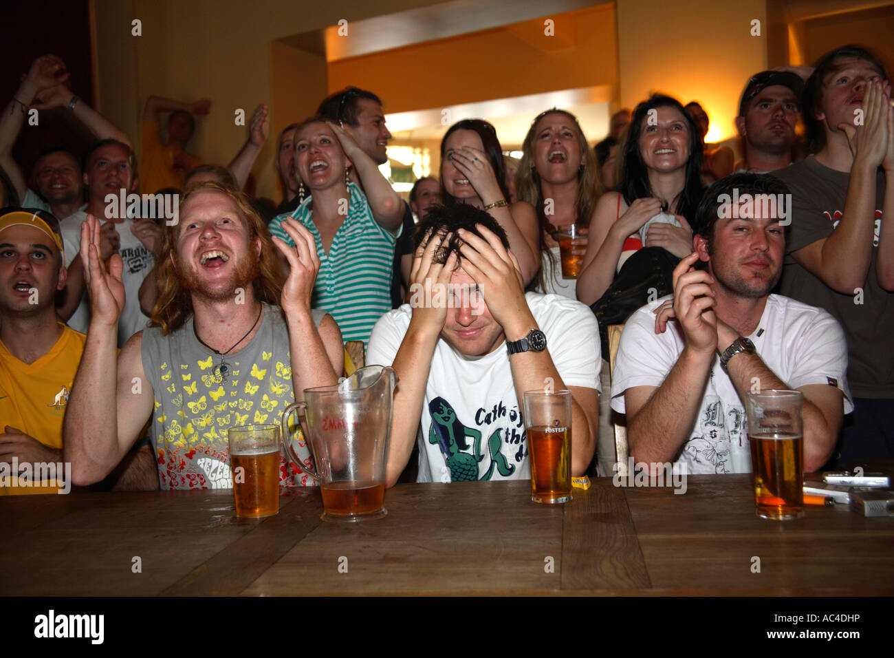 Australian football fans watching game vs Brazil, 2006 World Cup Finals