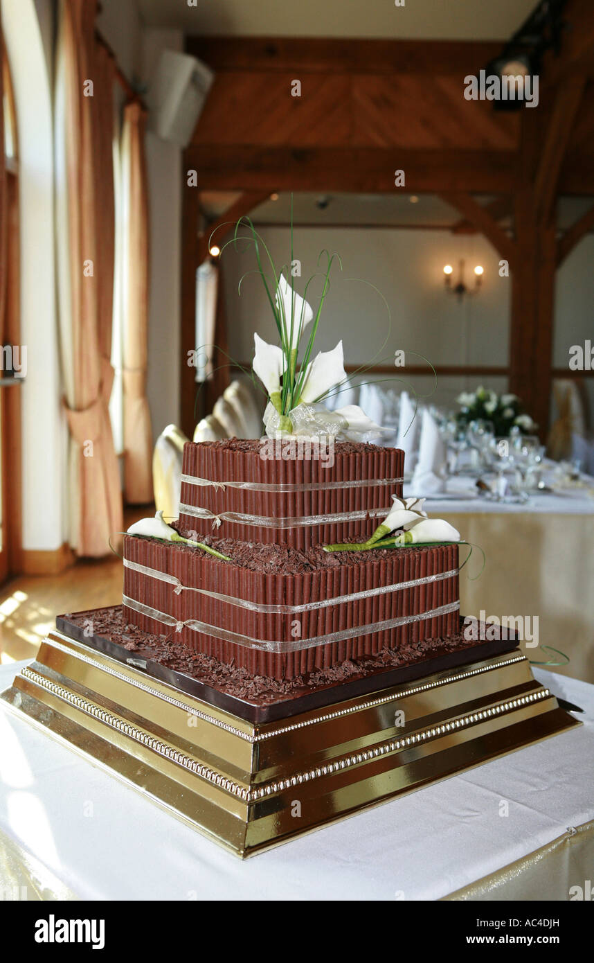 A Non Traditional Brown Chocolate Covered Wedding Cake Awaits A