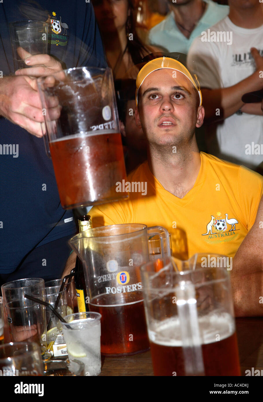 Australian football fans watching game vs Brazil, 2006 World Cup Finals, Larrick pub, New Kings