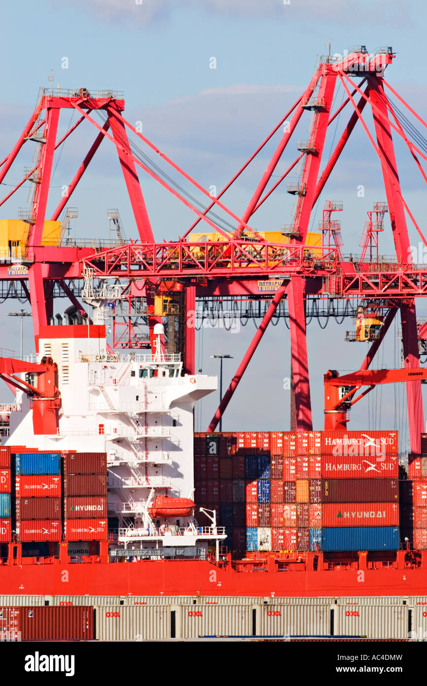 Shipping Industry / A Container Ship unloads its cargo in the 'Port of