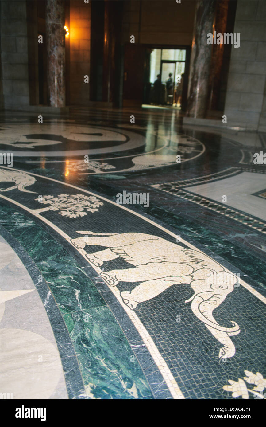 Mastadon inlayed in the floor of the Nebraska State Capitol in Lincoln. Stock Photo