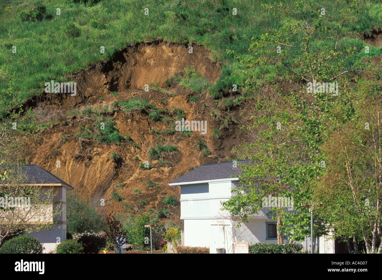 mudslide due to heavy rain Santa Barbara California Stock Photo