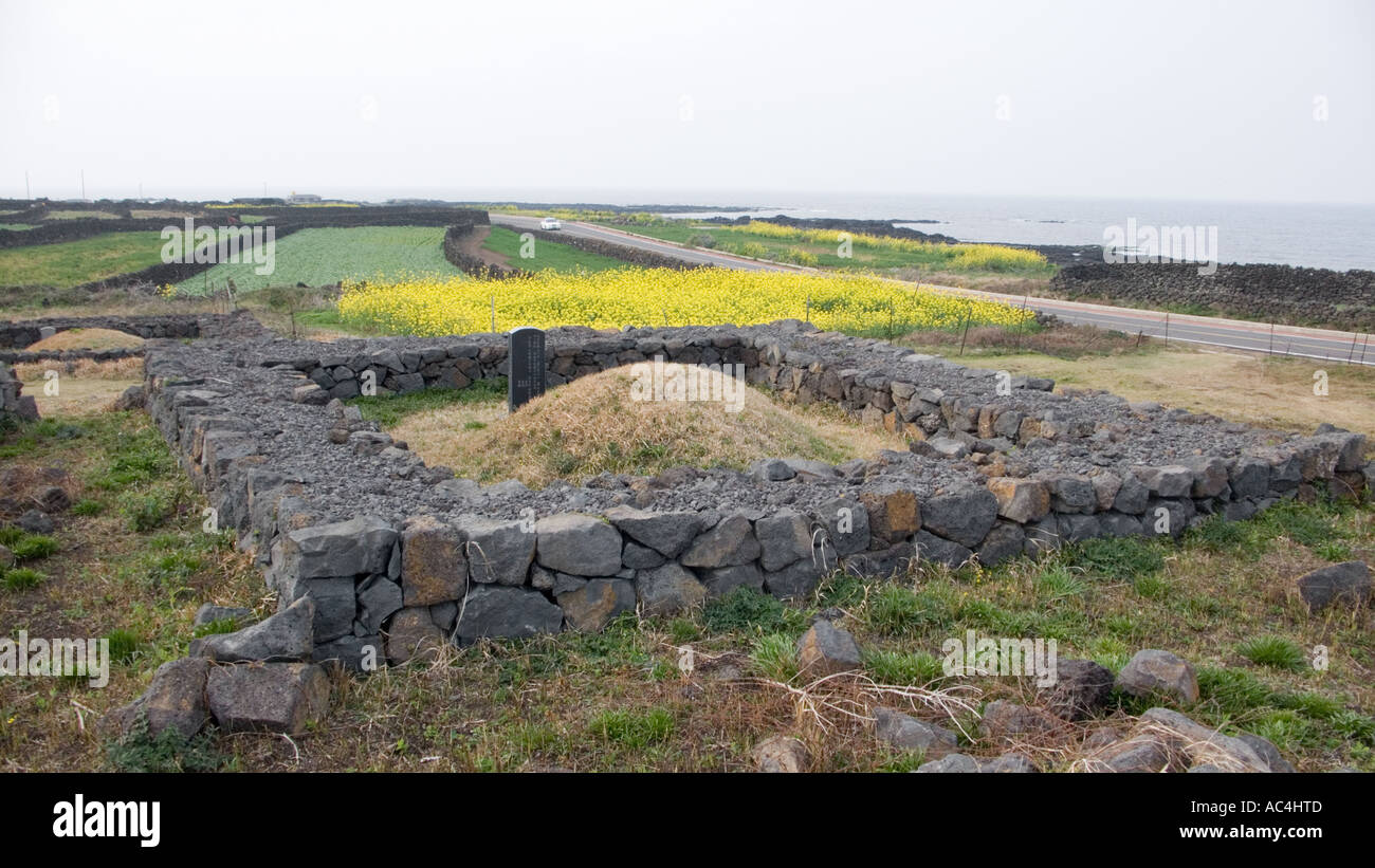 A traditional burial mound on Jeju island in South Korea. Stock Photo