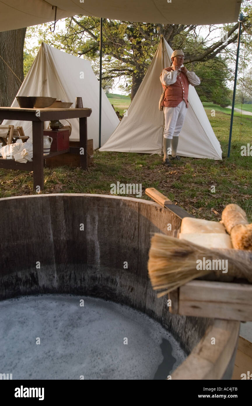 Revolutionary War re-enactor at Valley Forge National Historical Park in Pennsylvania. Stock Photo