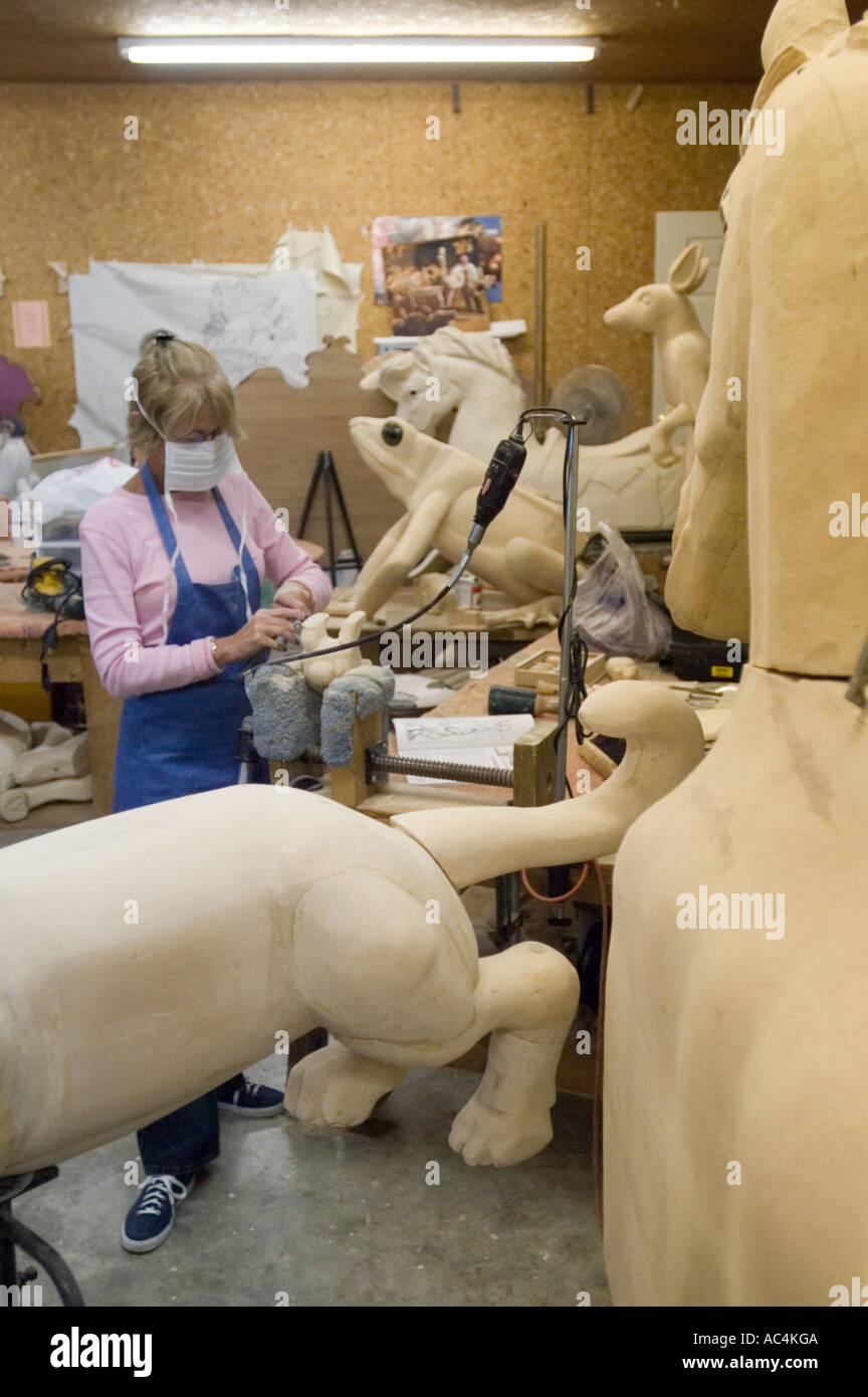 Making a carousel horse at the Horsin' Around Carving School in Chattanooga, Tennessee. Stock Photo