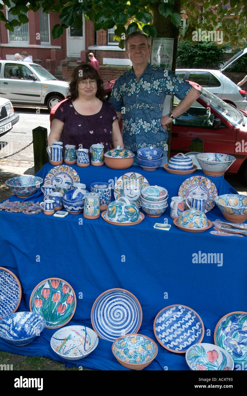 Hand made pottery ceramic stall Beech road carnival festival Chorlton