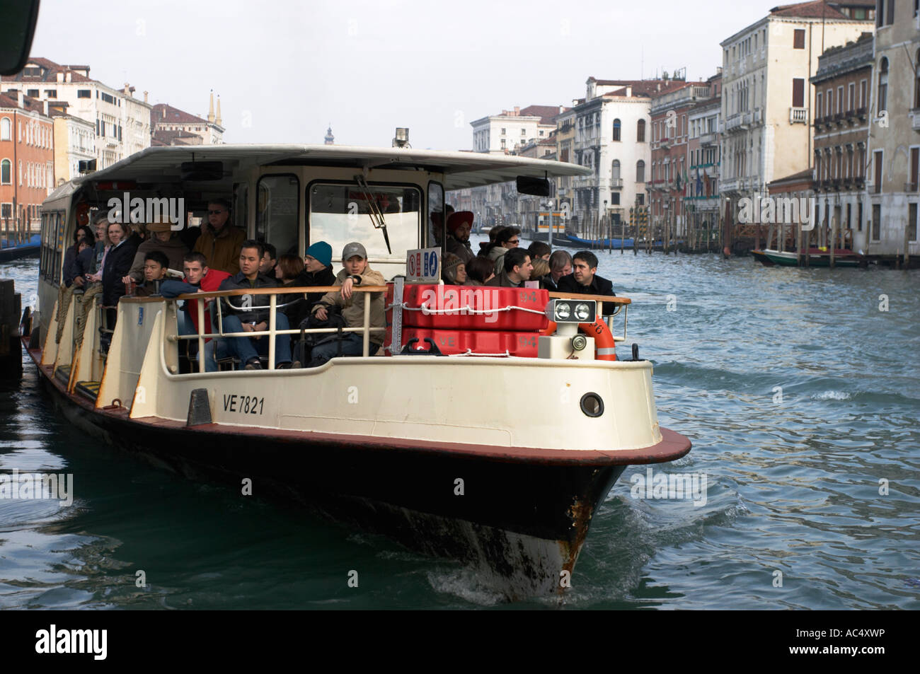 A vaporetto on the Grand Canal in Venice Stock Photo - Alamy