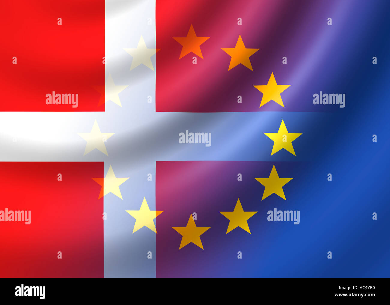 Flag of Denmark and EU European Union Stock Photo