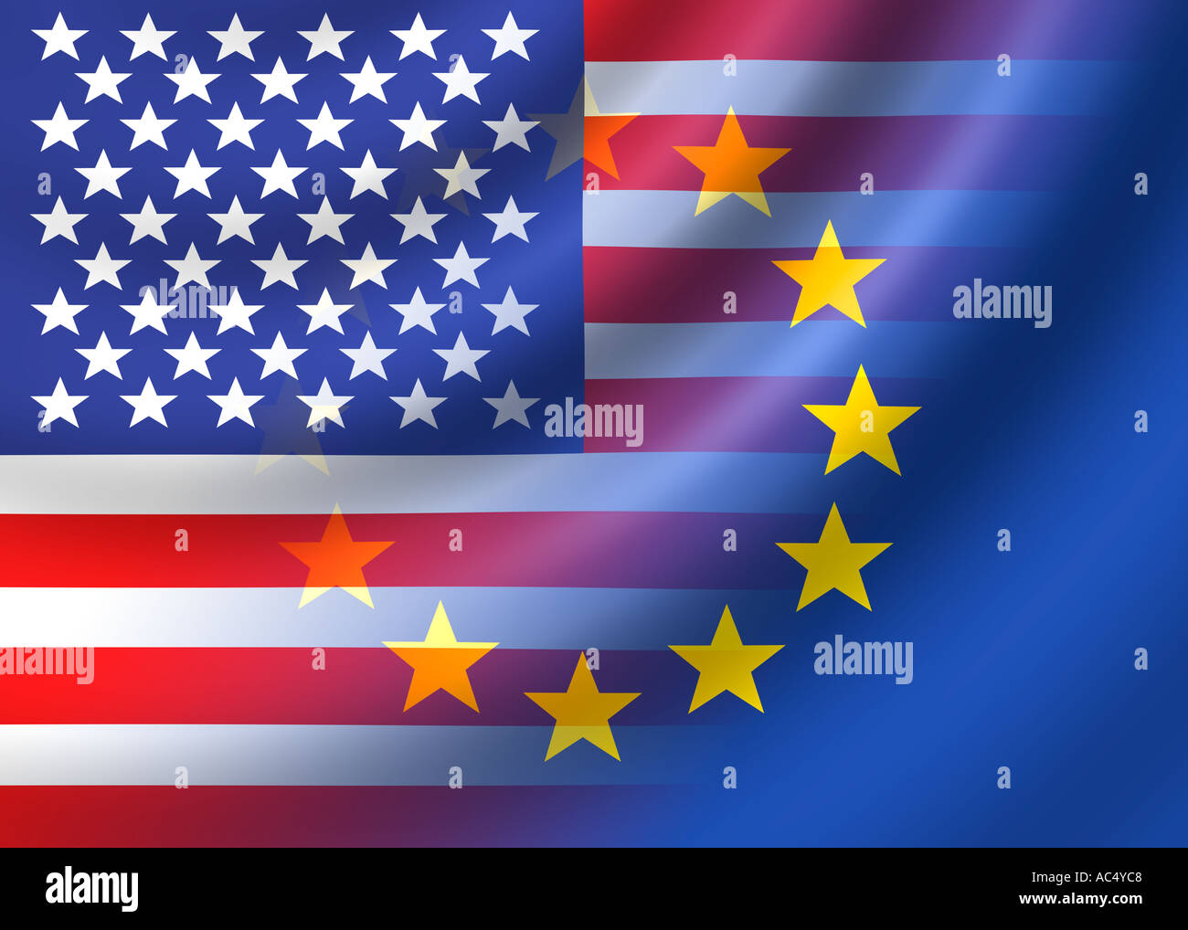 Flag of USA EU US European Union Stock Photo