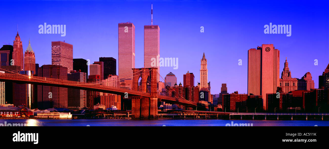 The New York Skyline and the Brooklyn Bridge Stock Photo - Alamy