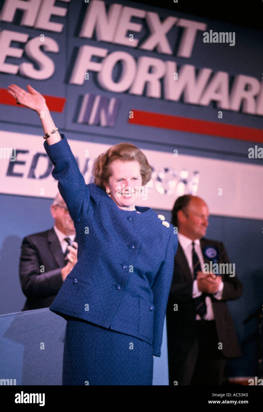 THATCHER WAVING AT CONFERENCE  Stock Photo