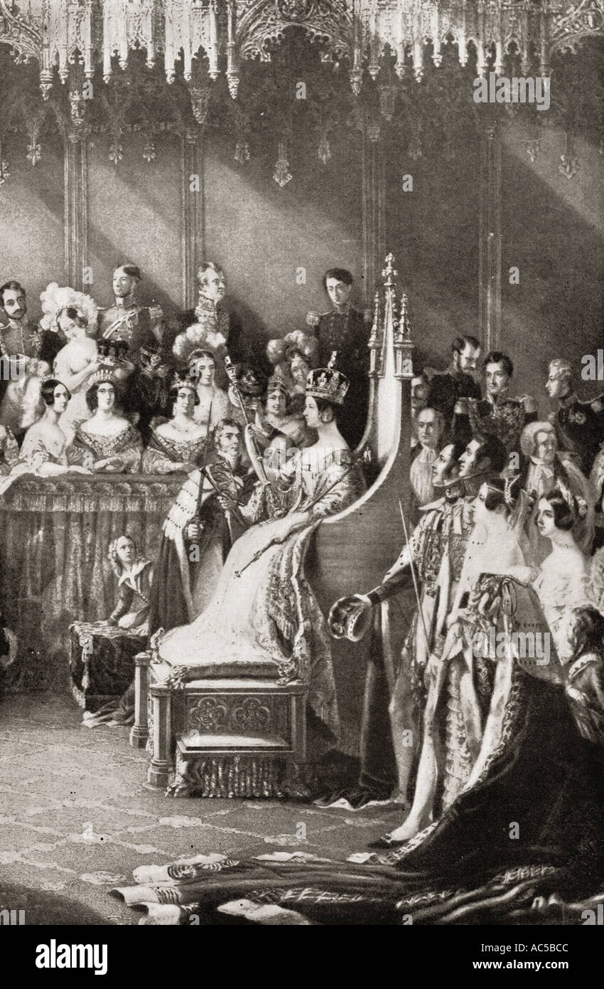 The Coronation of Queen Victoria, from the picture by Sir G Hayter. Victoria, 1819 – 1901. Queen of the United Kingdom. Stock Photo