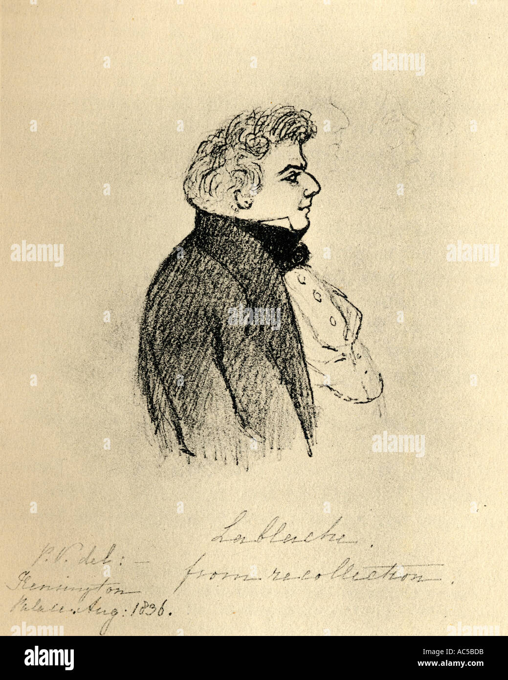 Luigi Lablache, 1794 - 1858, French opera Singer. From a sketch by Princess Victoria Stock Photo