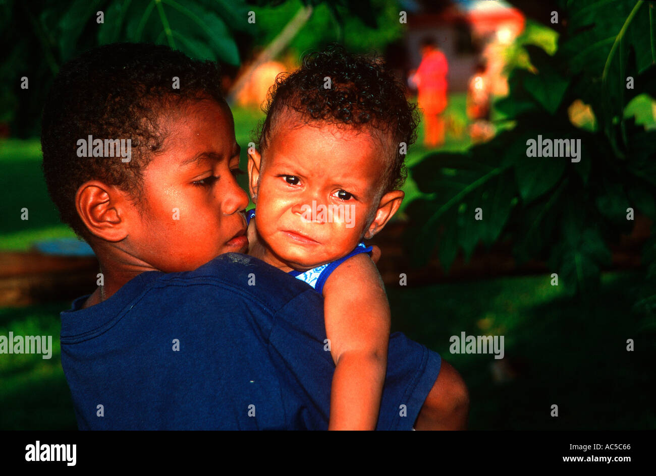 Baby in Fiji Village Stock Photo Alamy