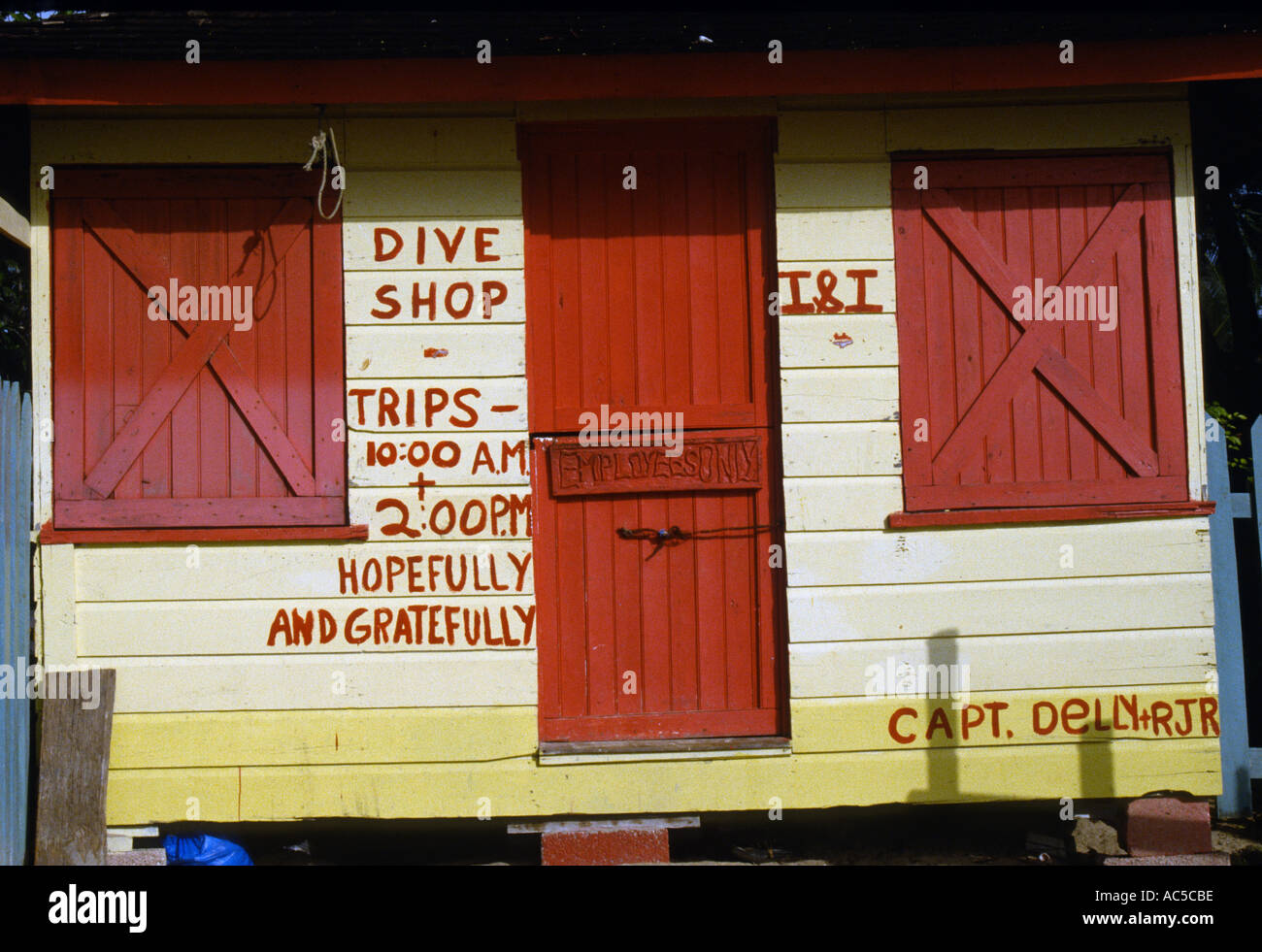 Colourful local dive shop Negril Jamaica West Indies Stock Photo Alamy
