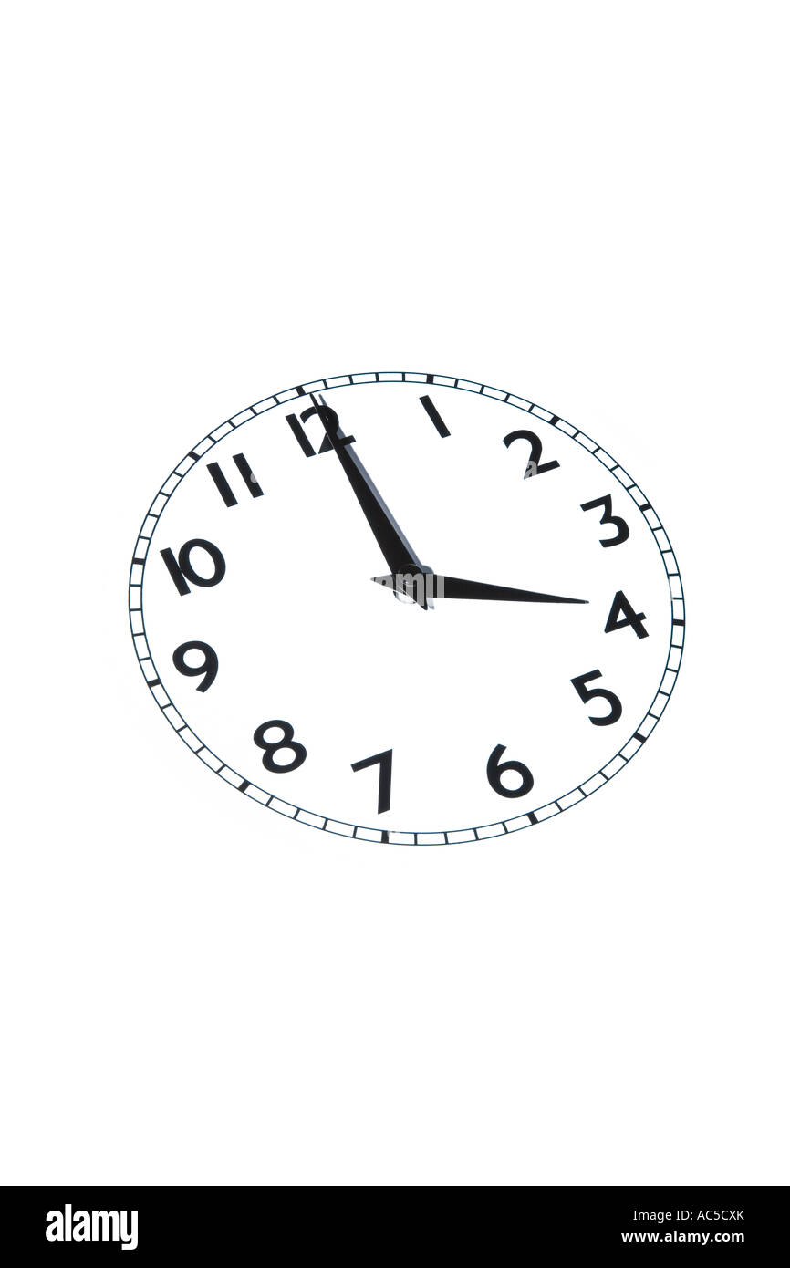 Clock face showing time 4 Four o clock 0400 1600 hrs Stock Photo Alamy