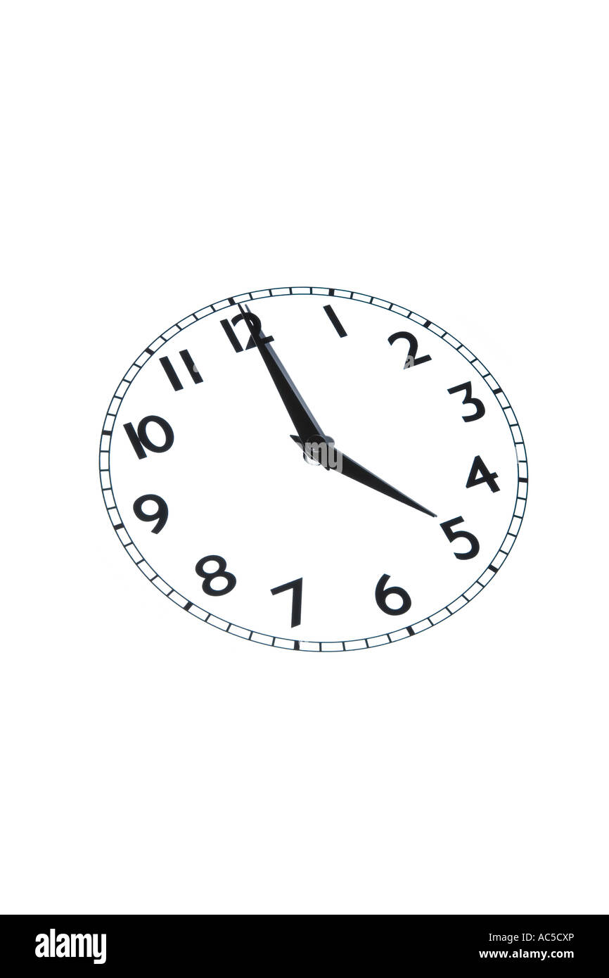 Clock face showing time 5 Five o clock 0500 1700 hrs Stock Photo Alamy