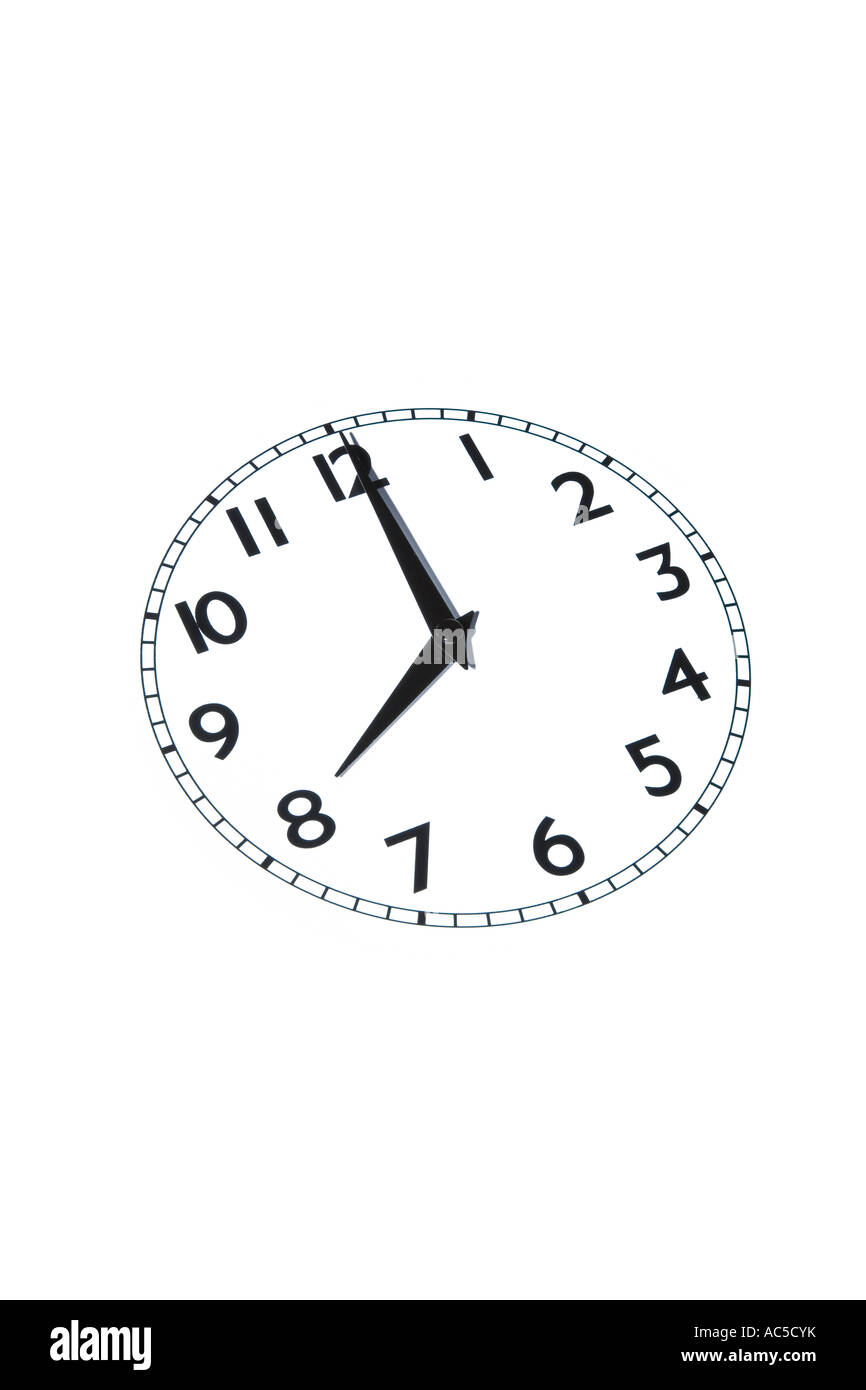 Clock face showing time 8 Eight o clock 0800 2000 hrs Stock Photo Alamy