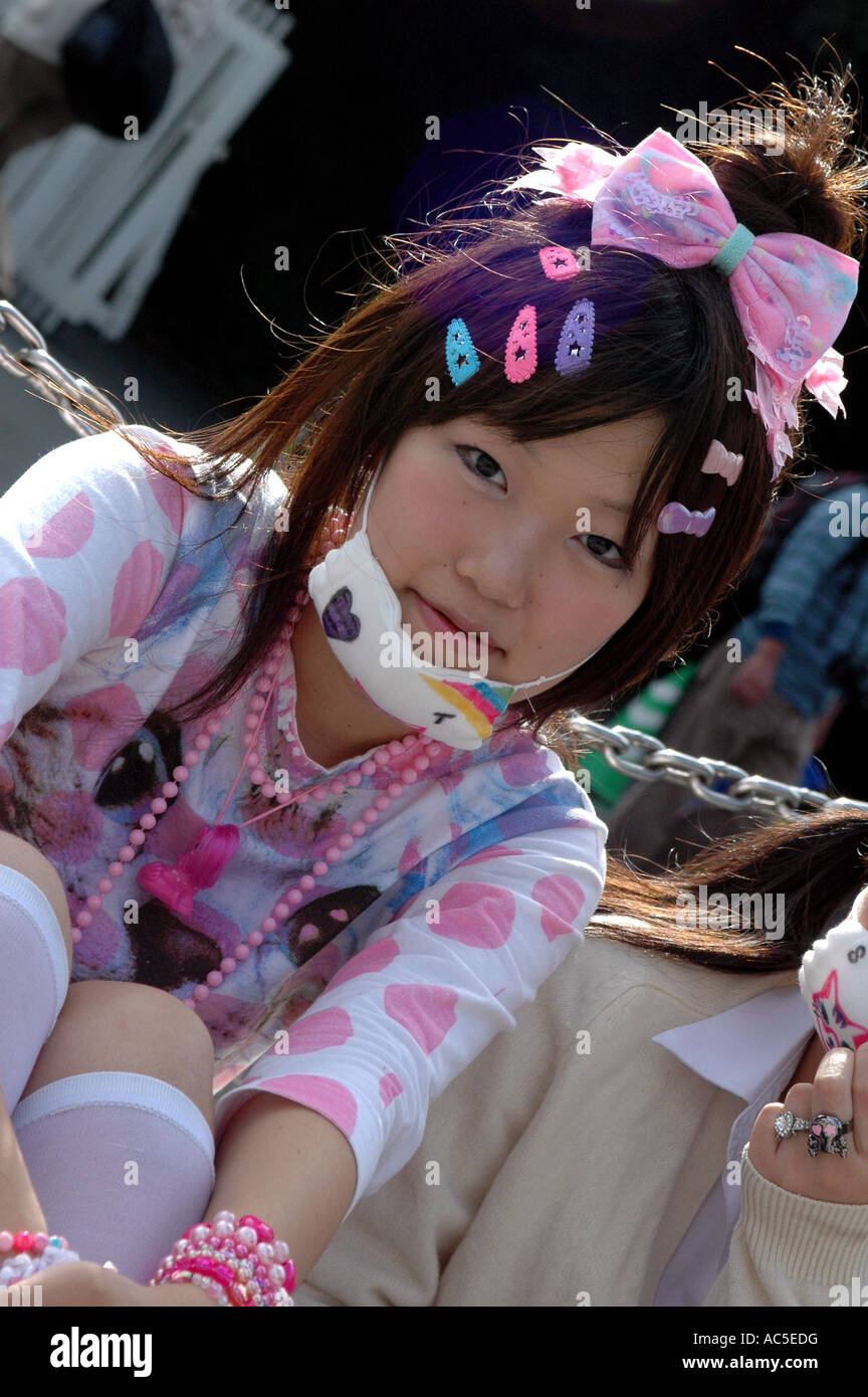 Two Japanese “Cosplay” (costume play) girls, dressed in fantasy