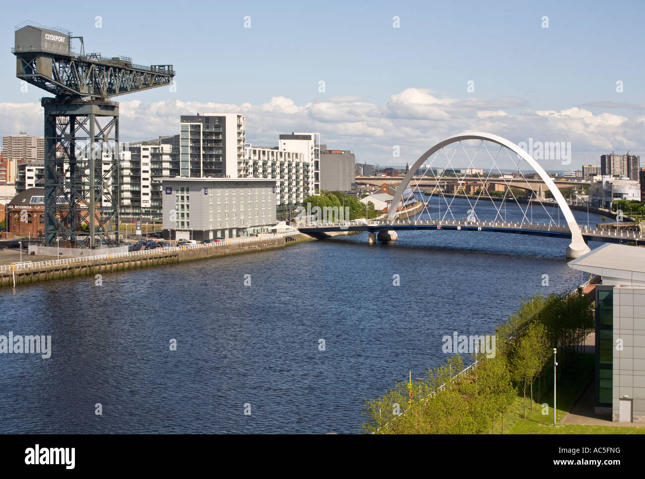 The Arc Bridge across the river Clyde in Glasgow Stock Photo