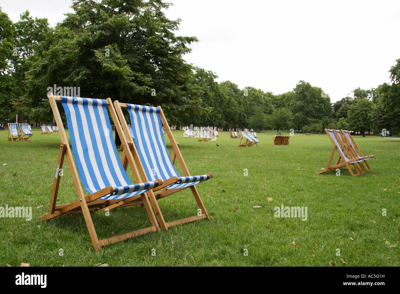deck chairs in st james park london england uk Stock Photo Alamy