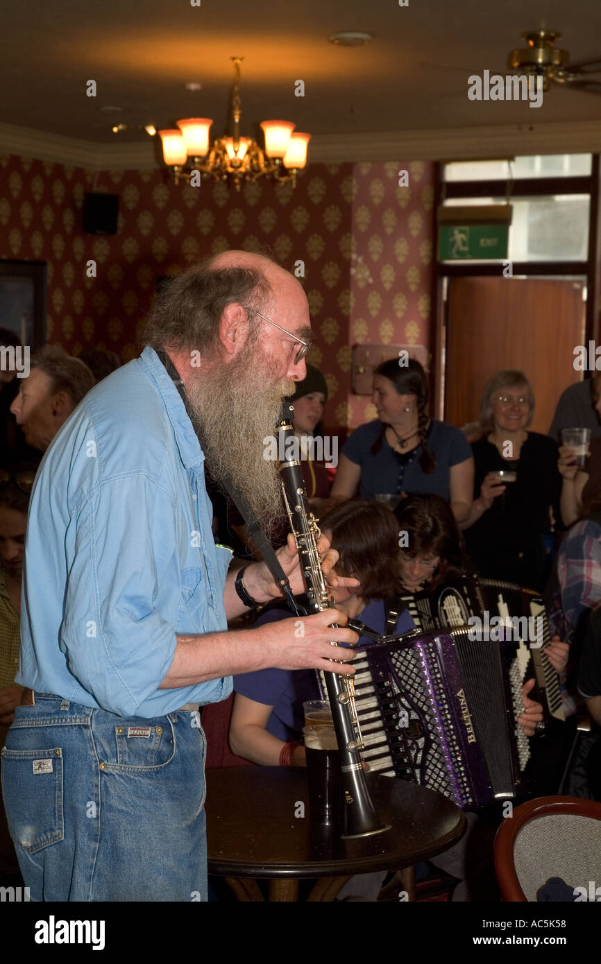 dh Orkney Folk Festival STROMNESS ORKNEY Clarinet musician playing Stromness Hotel lounge bar pub Stock Photo