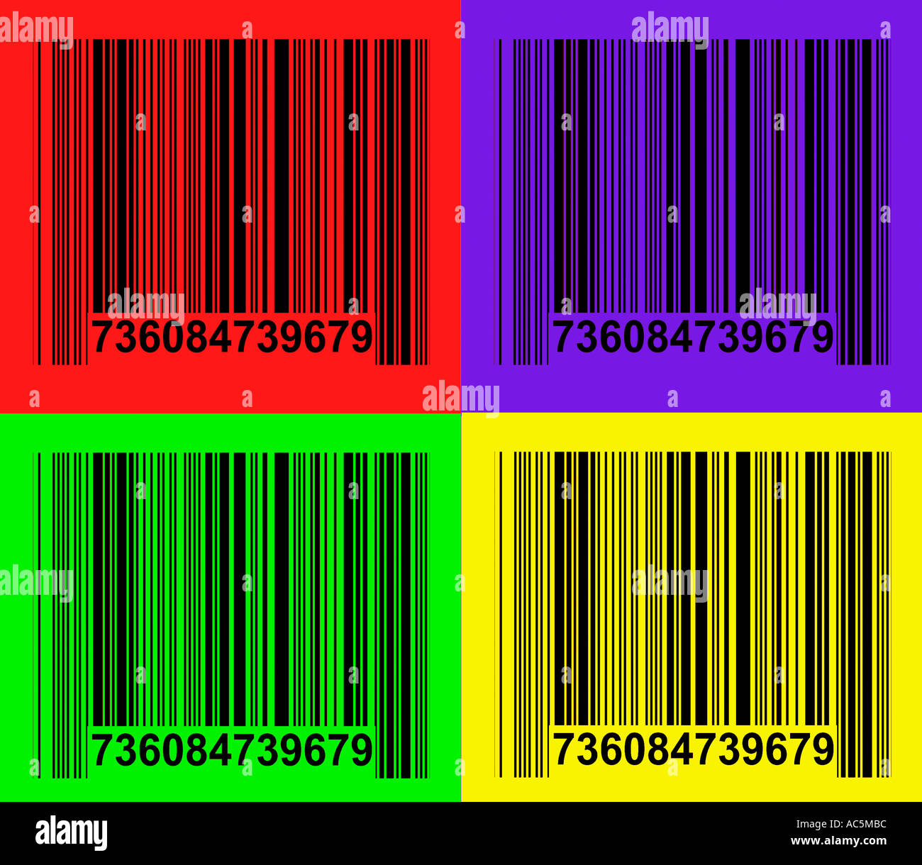 abstract view of bar code on multicolored squares Stock Photo