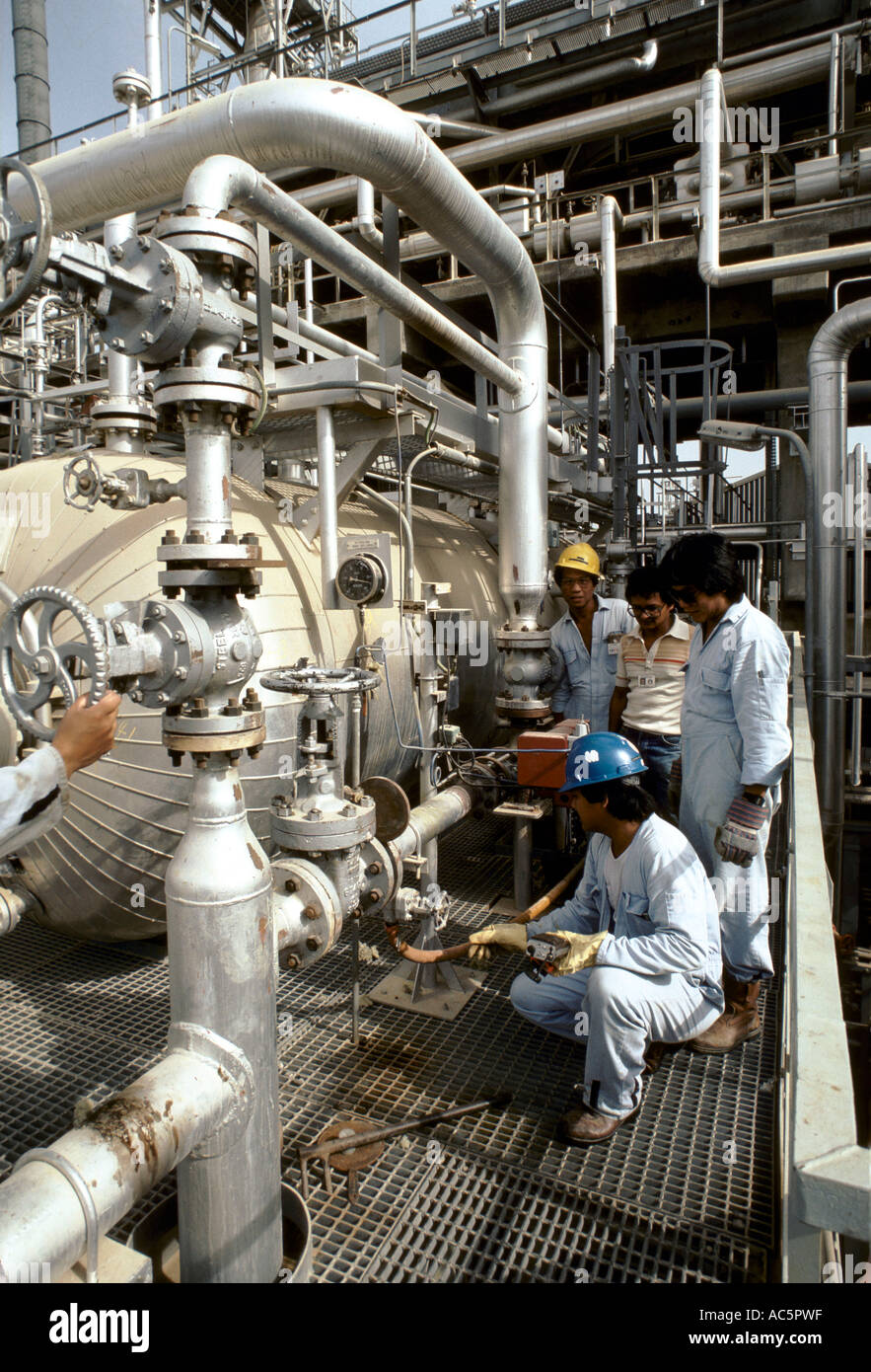 OIL REFINERY WORKERS IN OMAN Stock Photo Alamy