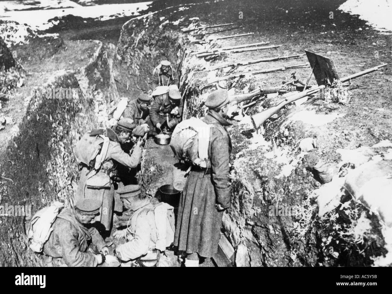 WWI Bulgarian trench position near Uskub the capital of the Vilayet district of Kosovo in the then Turkish Empire Stock Photo