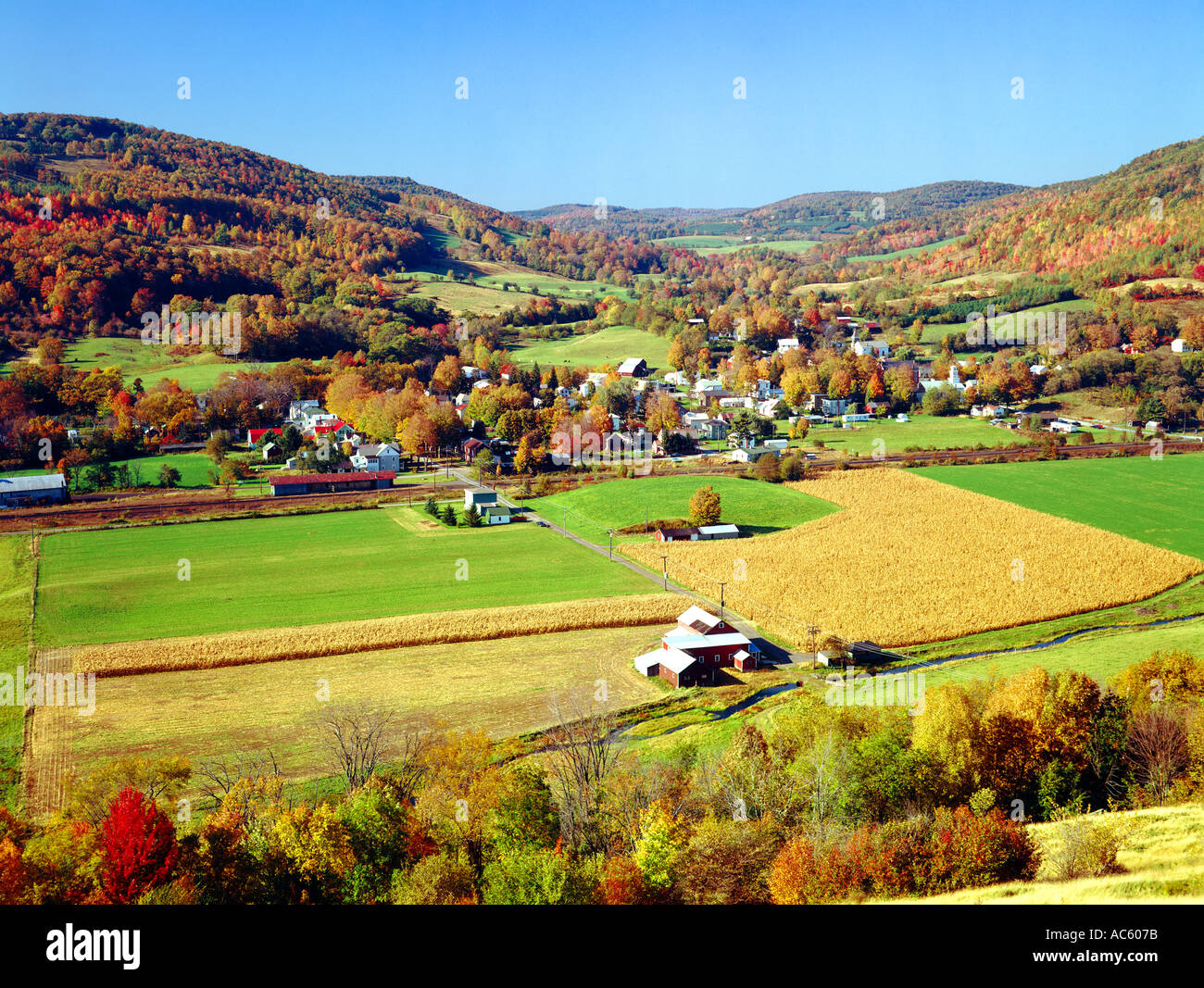 village of East Worcester New York USA during fall foliage season Stock