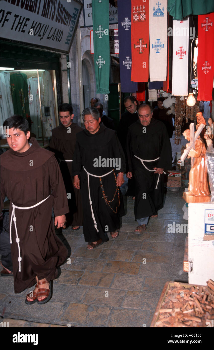 Friday afternoon march to Stations of the Cross in Jerusalem Israel Stock Photo