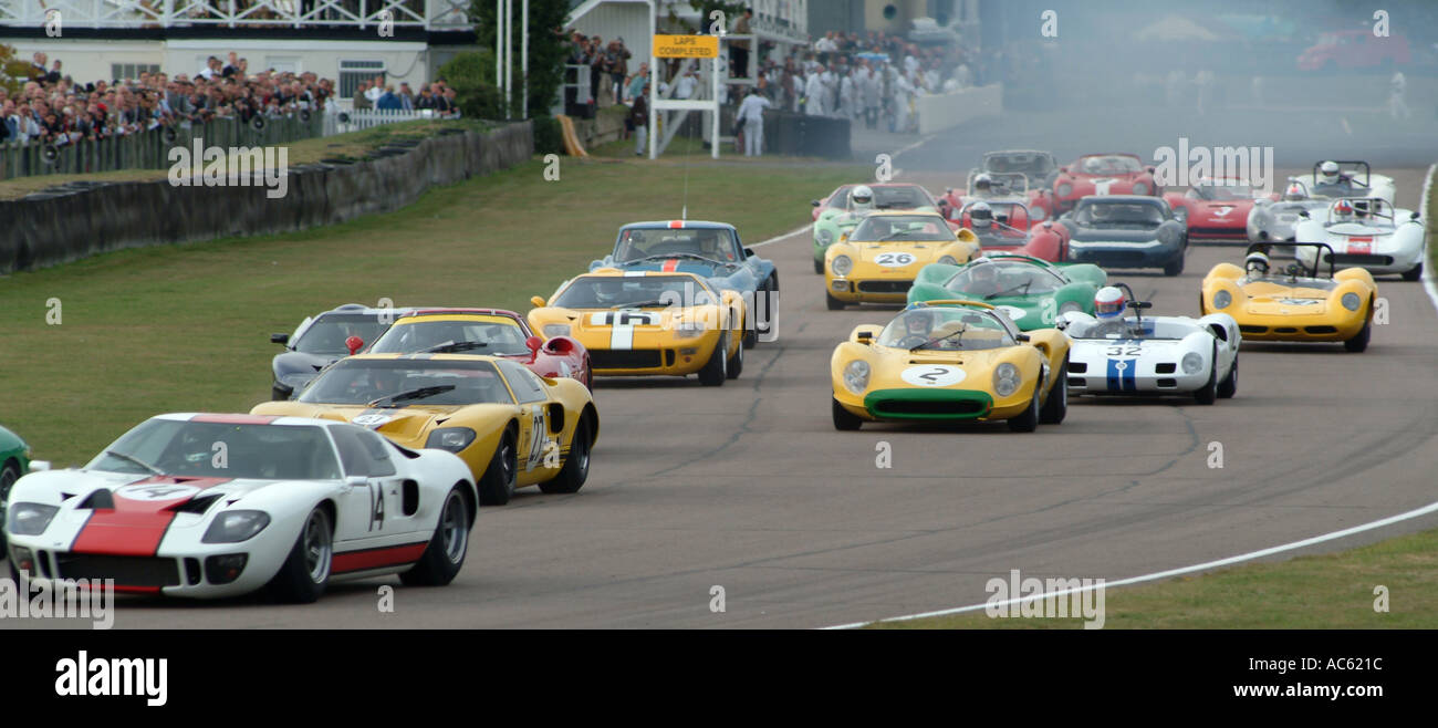 Start of Whitsun Trophy Race at Goodwood Revival Motor Racing Meeting 2003 West Sussex England United Kingdom UK Stock Photo