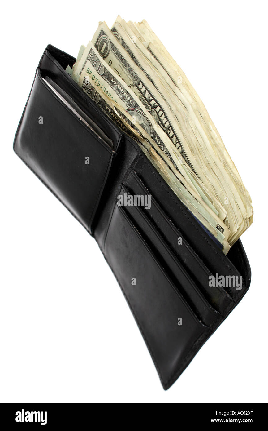 wallet full of cash Stock Photo