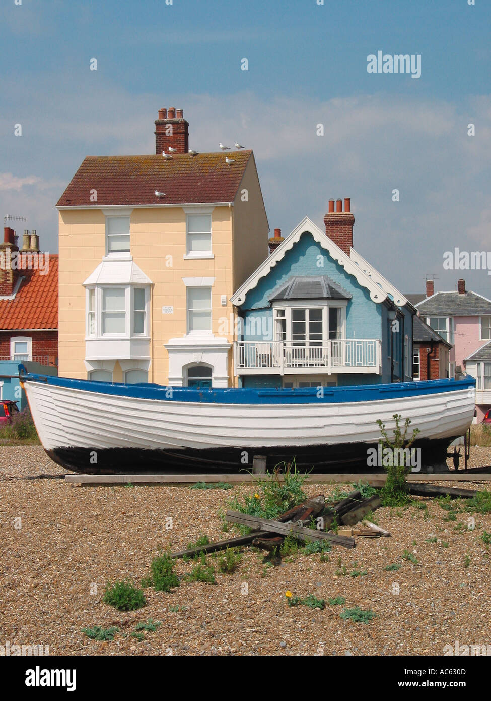 Beach Fishing Boat Scene, Aldeburgh Town, Suffolk, England, United ...