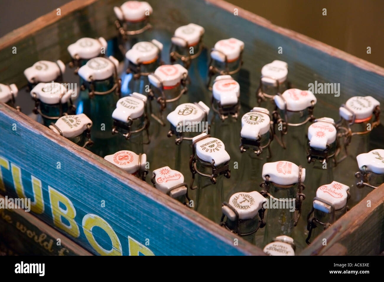 Case of old empty bottles Stock Photo Alamy