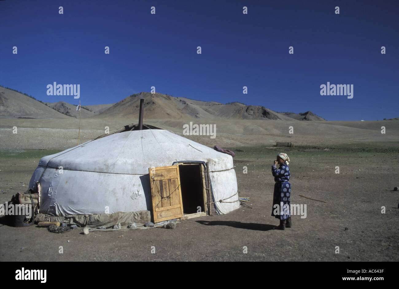 A Mongolian Ger yurt The door always faces south Mongolia Stock Photo ...