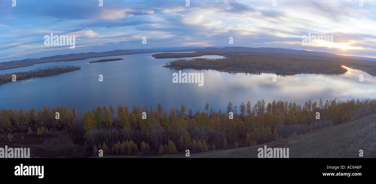 Azas (Todja) lake at sunset. Todja Kozhuun (district). The Sayan Mountains. The Tyva (Tuva) Republic. Russia Stock Photo